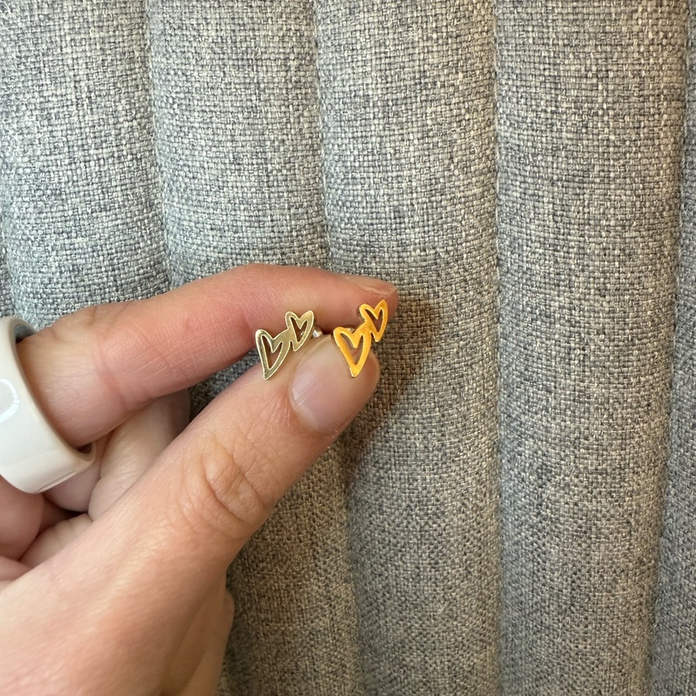 Gold Heart Stud Earrings